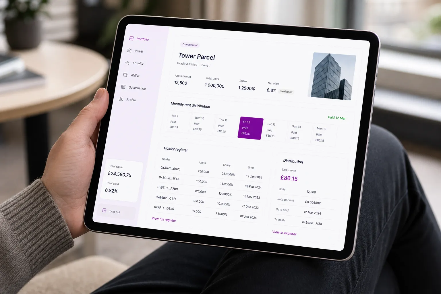 One tower, tokenised: ownership recorded once and reconciled every day