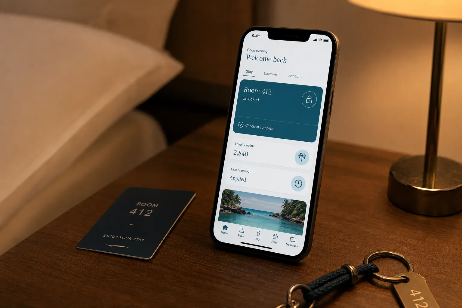 Book direct, walk straight in: the room key already sitting on the phone